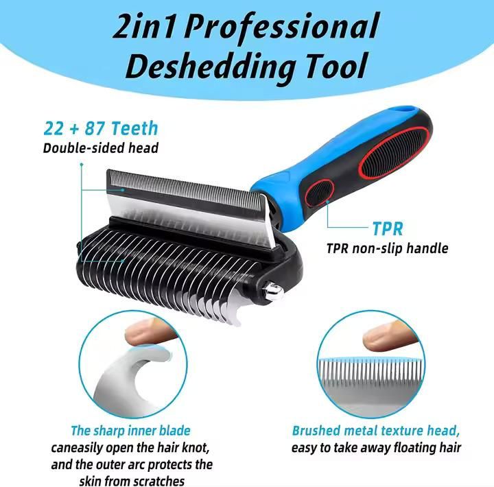 2 in 1 De-shedding Grooming Undercoat Brush